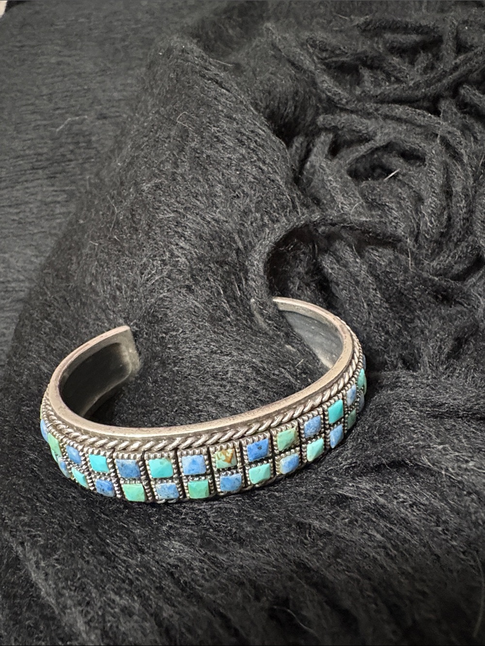 Studio Barse Turquoise & Aqua Inlay Sterling Cuff Bracelet